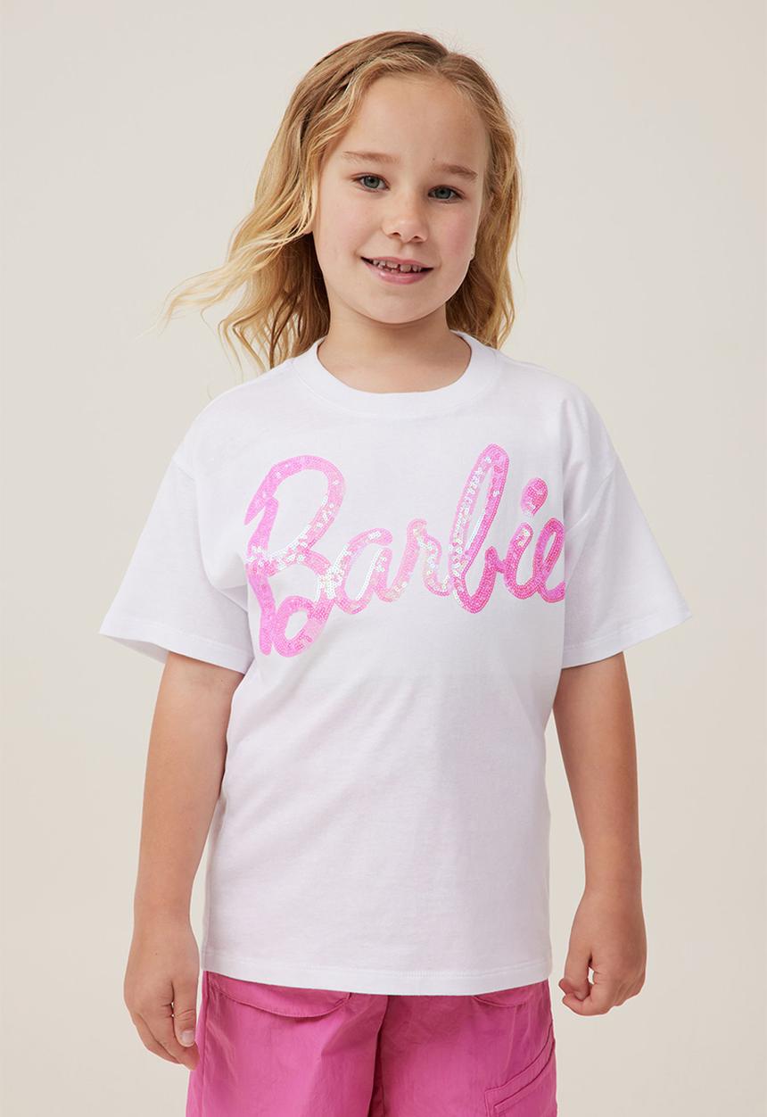 Cotton On - License drop shoulder short sleeve tee - lcn mat barbie/white