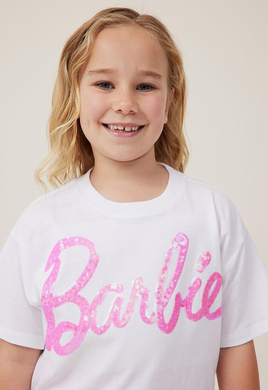 Cotton On - License drop shoulder short sleeve tee - lcn mat barbie/white
