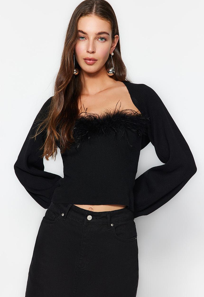 Trendyol - Faux fur cardigan - black