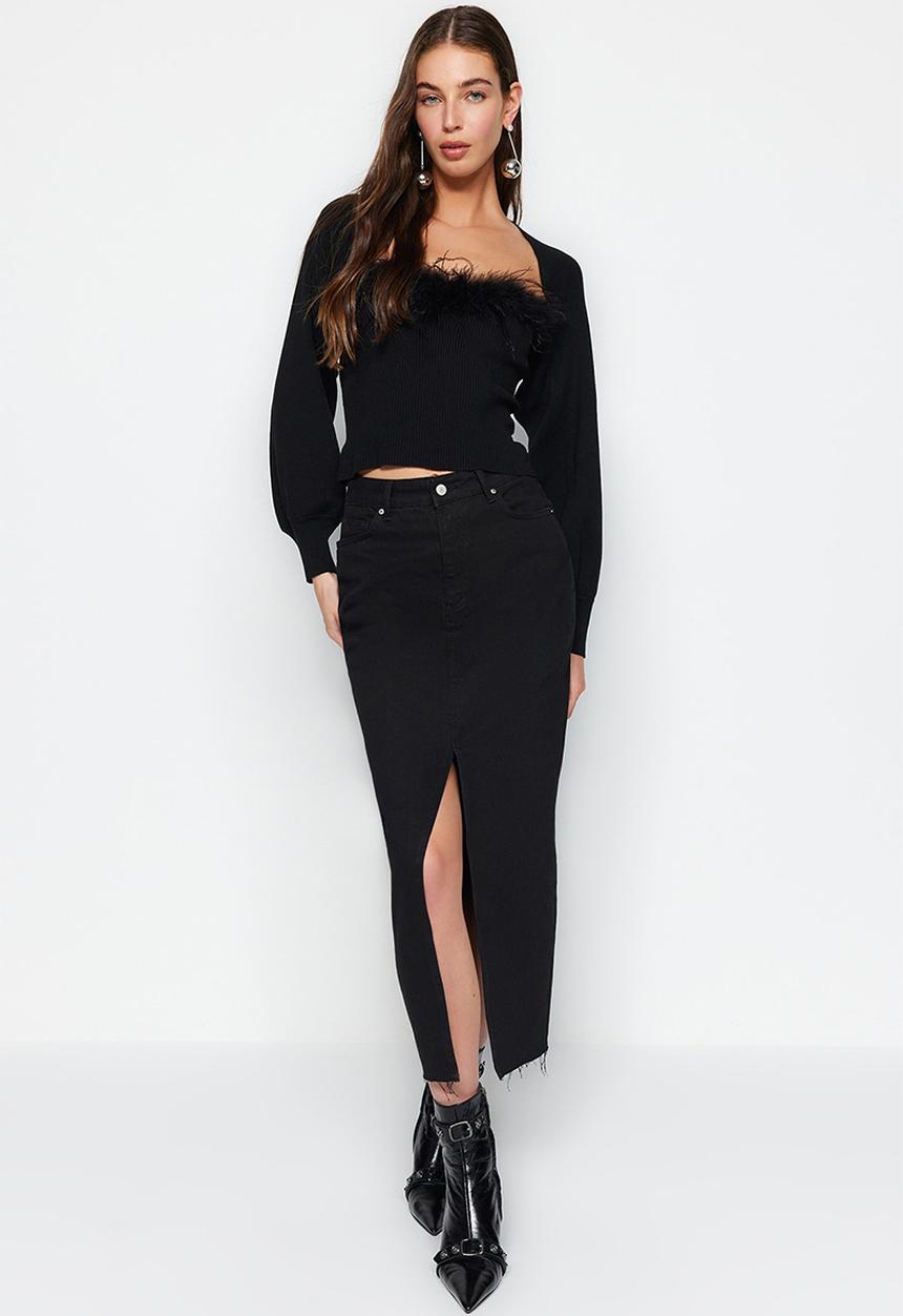Trendyol - Faux fur cardigan - black