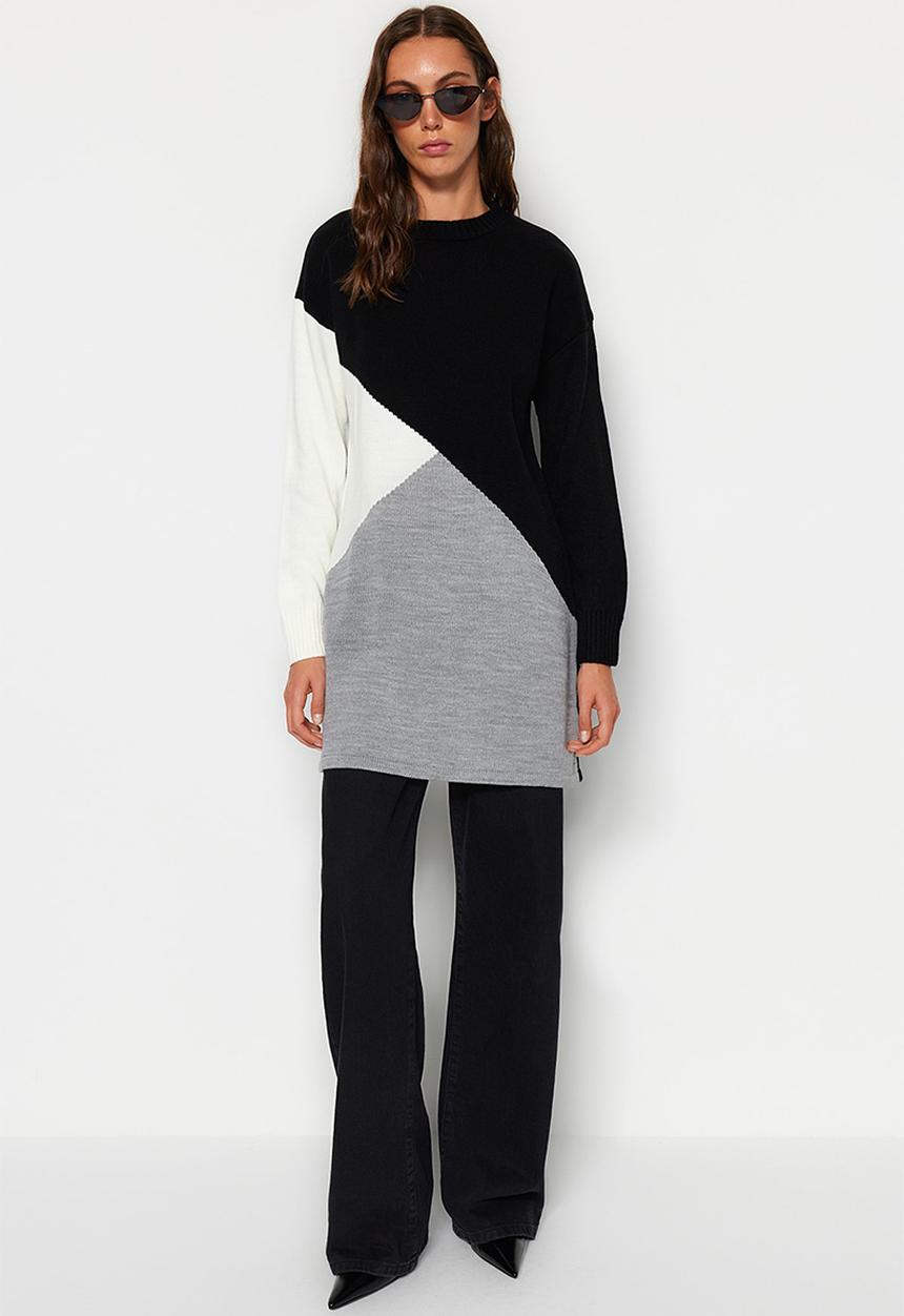 Trendyol - Colourblock knitwear sweater - black