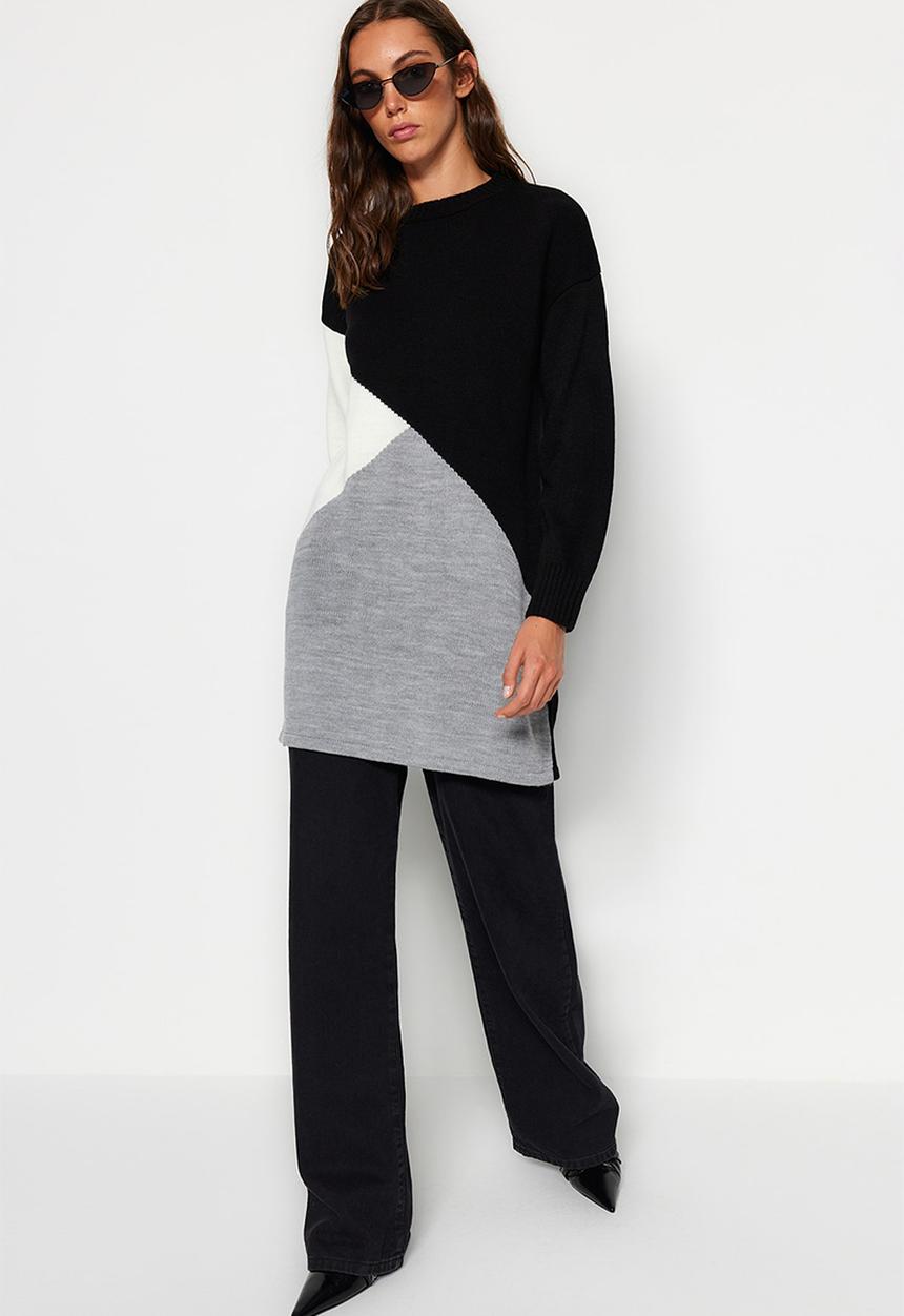 Trendyol - Colourblock knitwear sweater - black