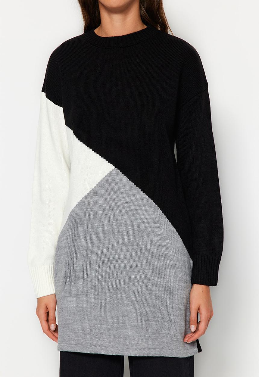Trendyol - Colourblock knitwear sweater - black