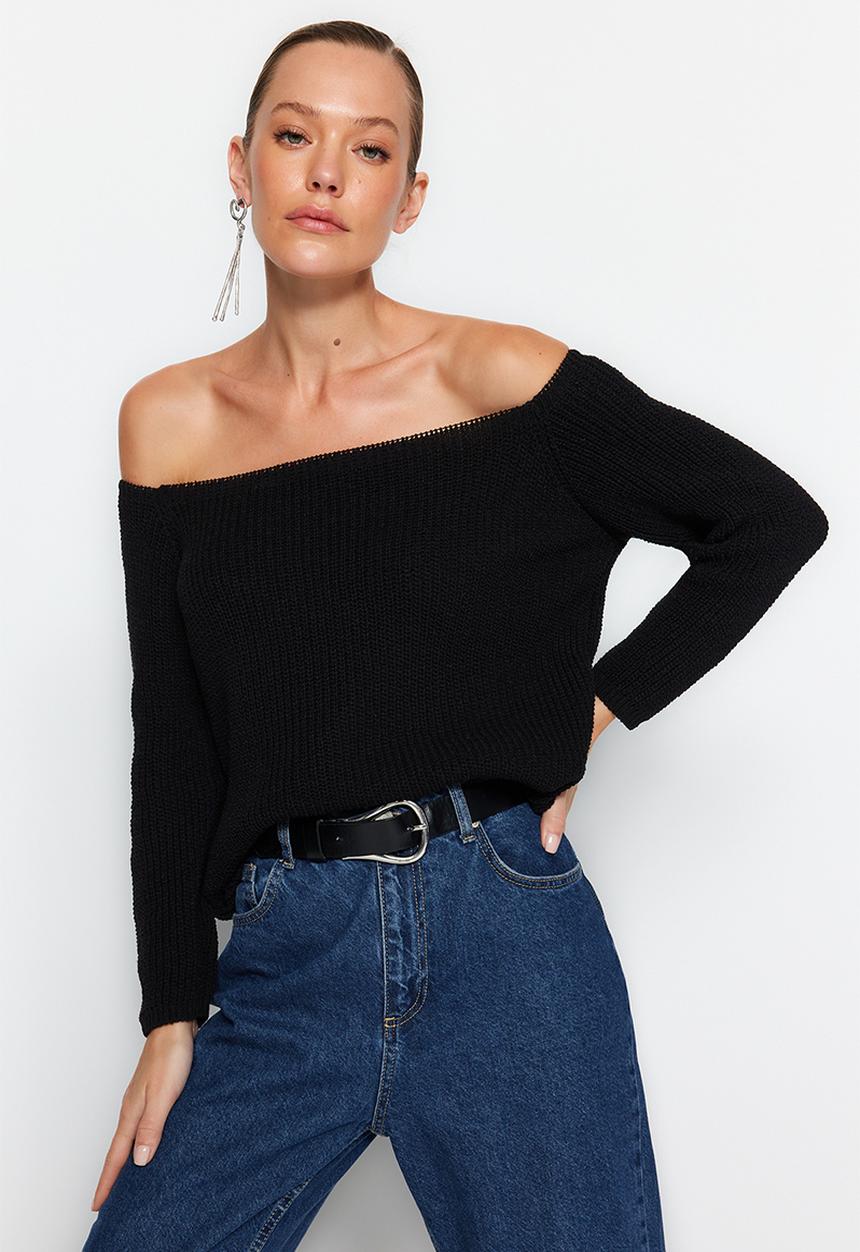 Trendyol - Carmen collar sweater - black