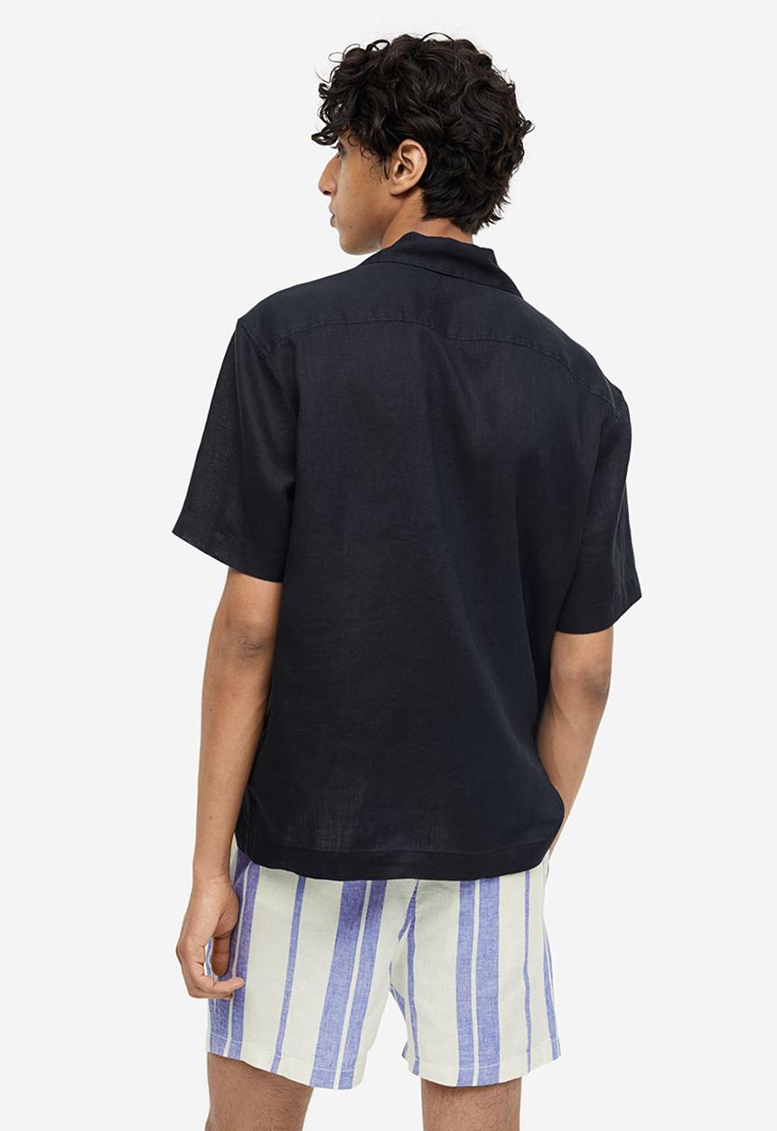 H&M - Regular fit linen-blend shorts - blue,multi