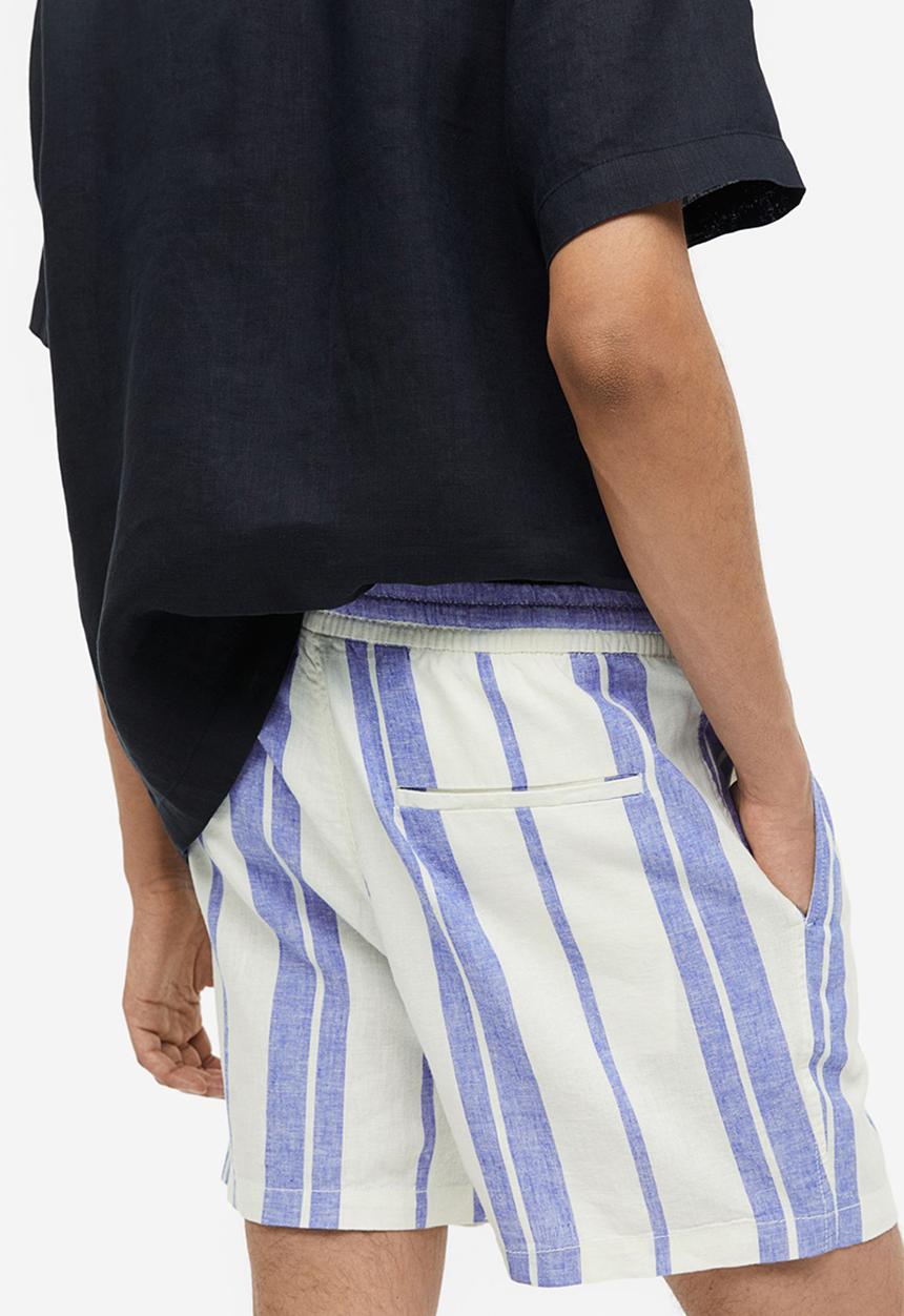 H&M - Regular fit linen-blend shorts - blue,multi