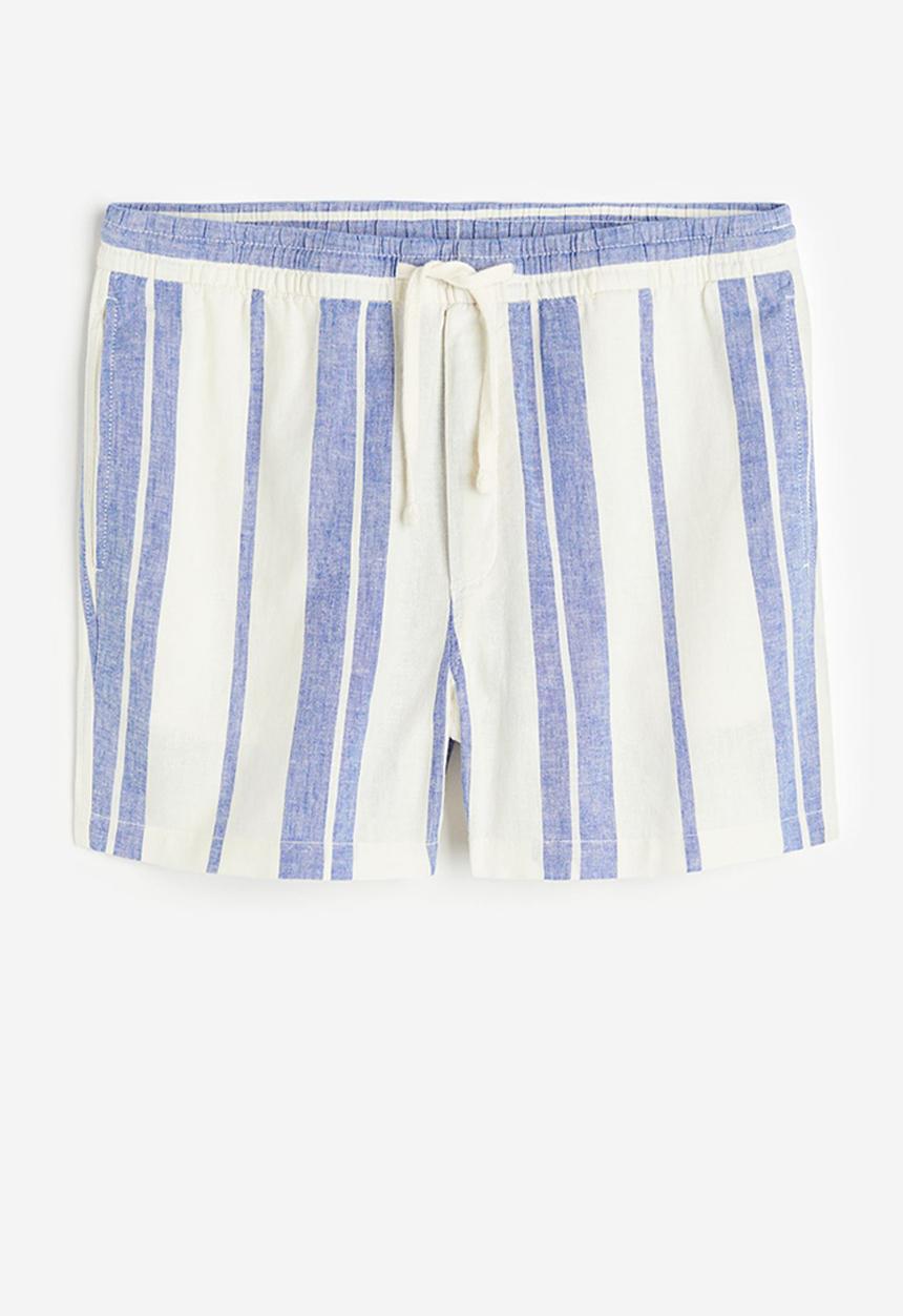 H&M - Regular fit linen-blend shorts - blue,multi