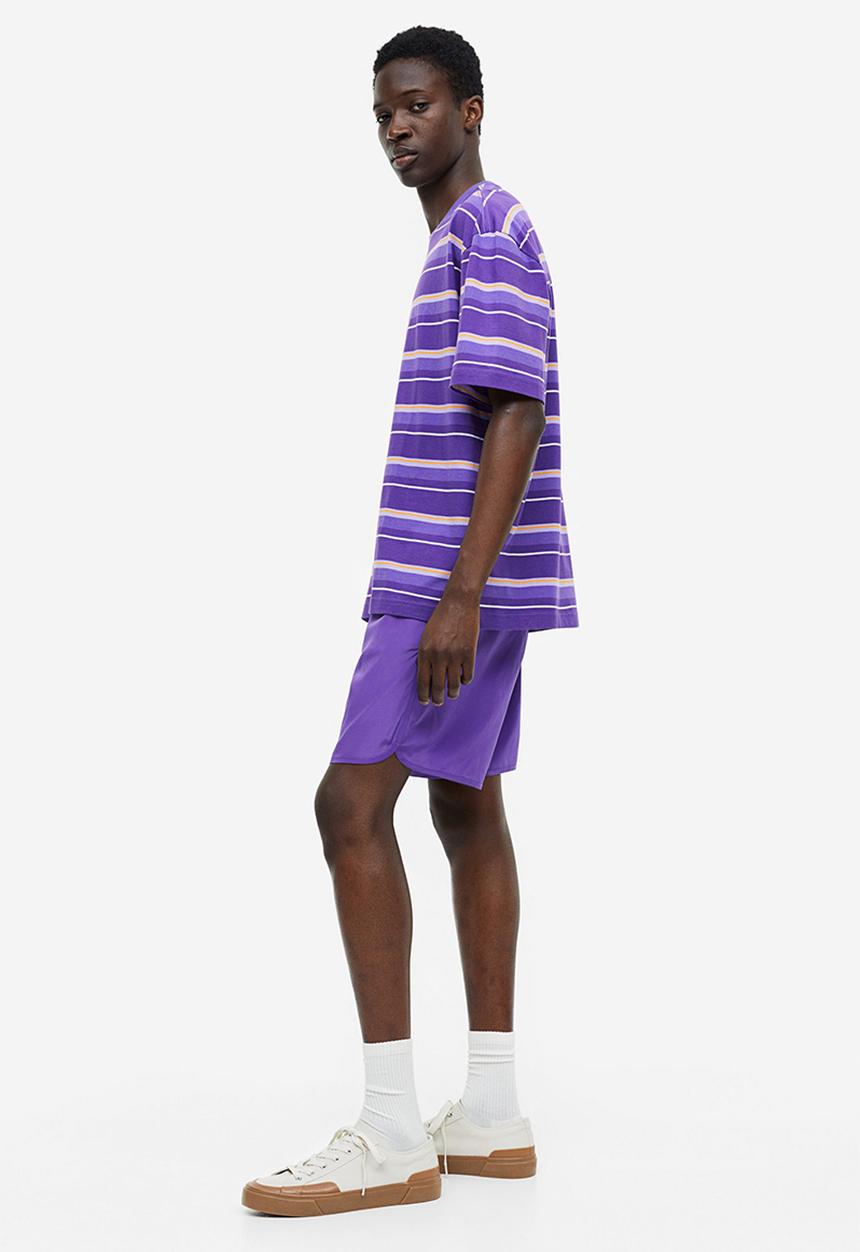 H&M - Relaxed fit cotton t-shirt - purple/striped