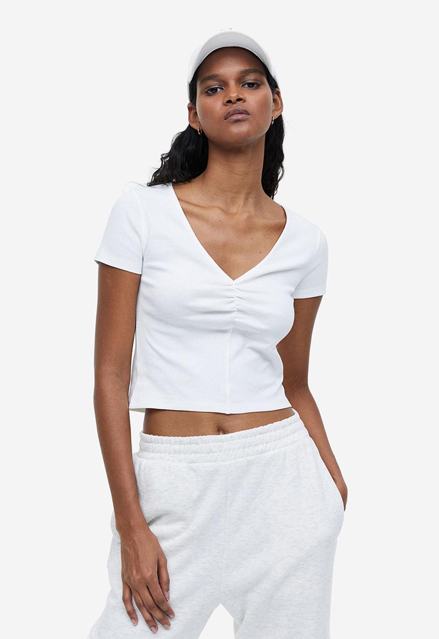 H&M - Ribbed top - white