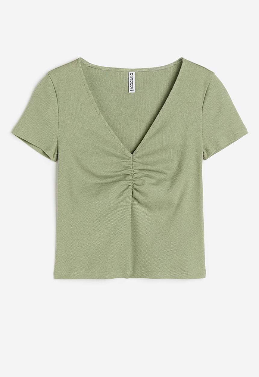 H&M - Ribbed top - light khaki green