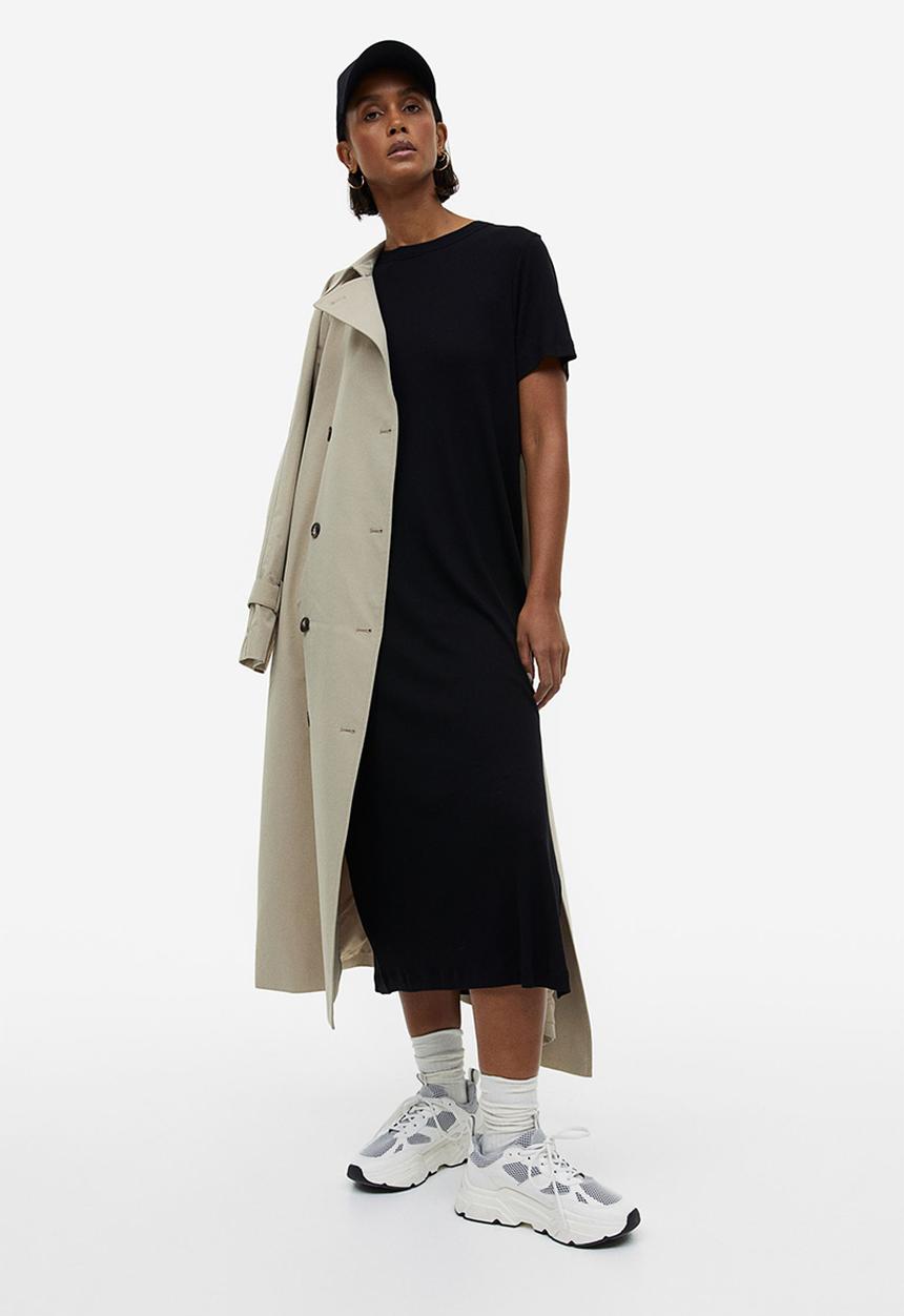 H&M - Ribbed jersey dress - black