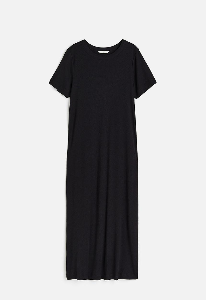 H&M - Ribbed jersey dress - black