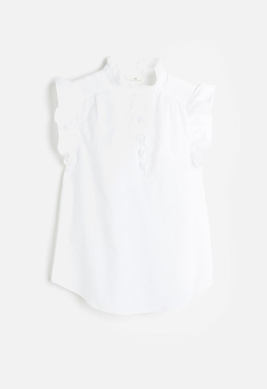 H&M - Frill-trimmed linen-blend blouse - white