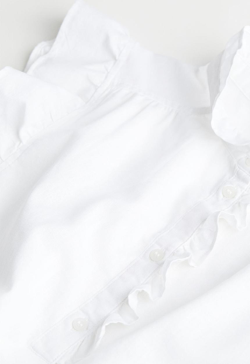 H&M - Frill-trimmed linen-blend blouse - white