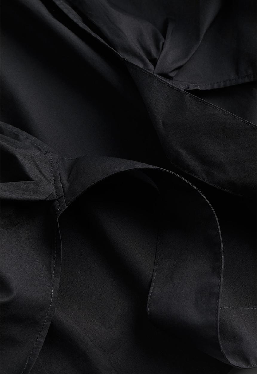 H&M - Balloon-sleeved wrap blouse - black