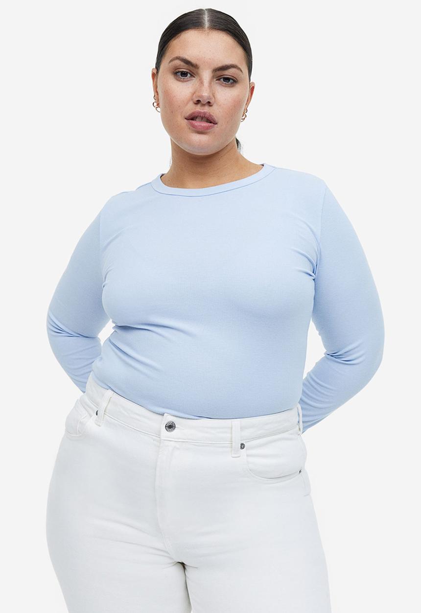 H&M - Ribbed modal-blend top - light blue