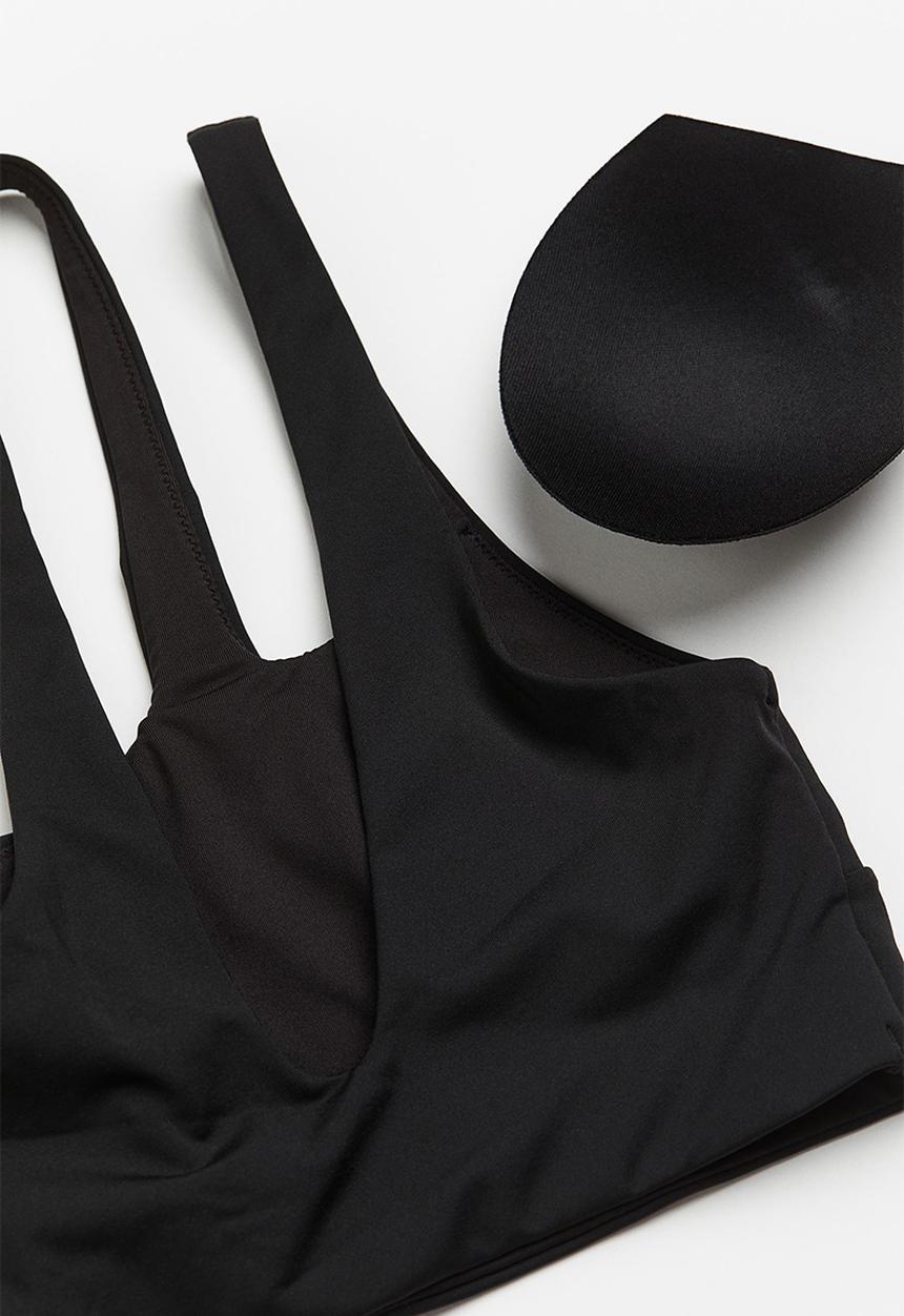 H&M - Asymmetrical padded bikini top - black