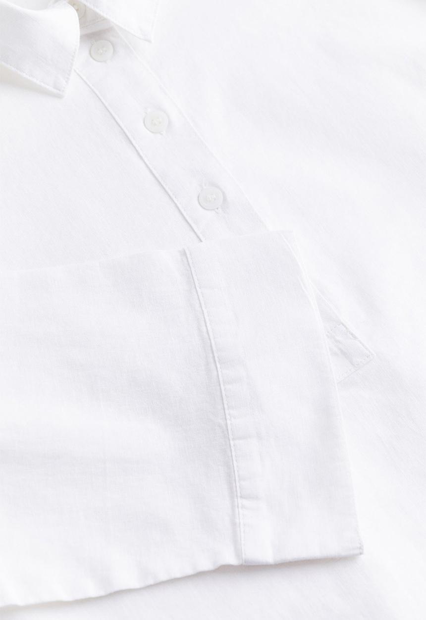 H&M - Linen-blend pop-over shirt - white