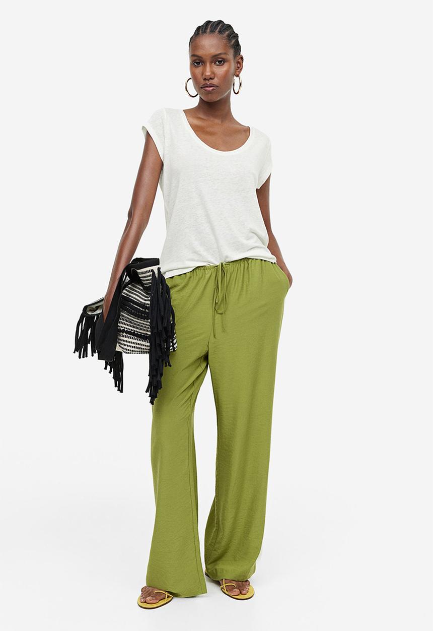 H&M - Linen-blend t-shirt - white