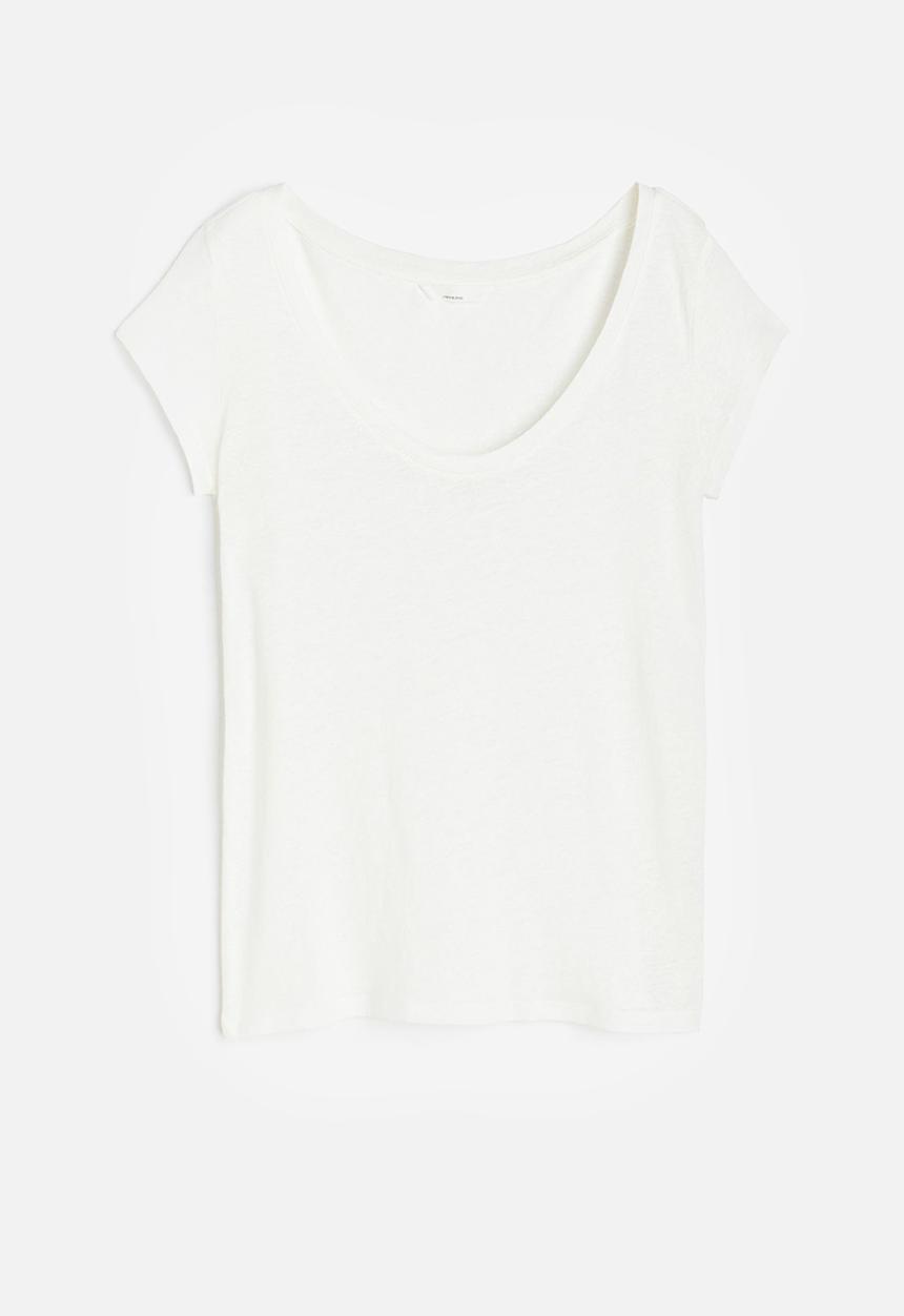H&M - Linen-blend t-shirt - white