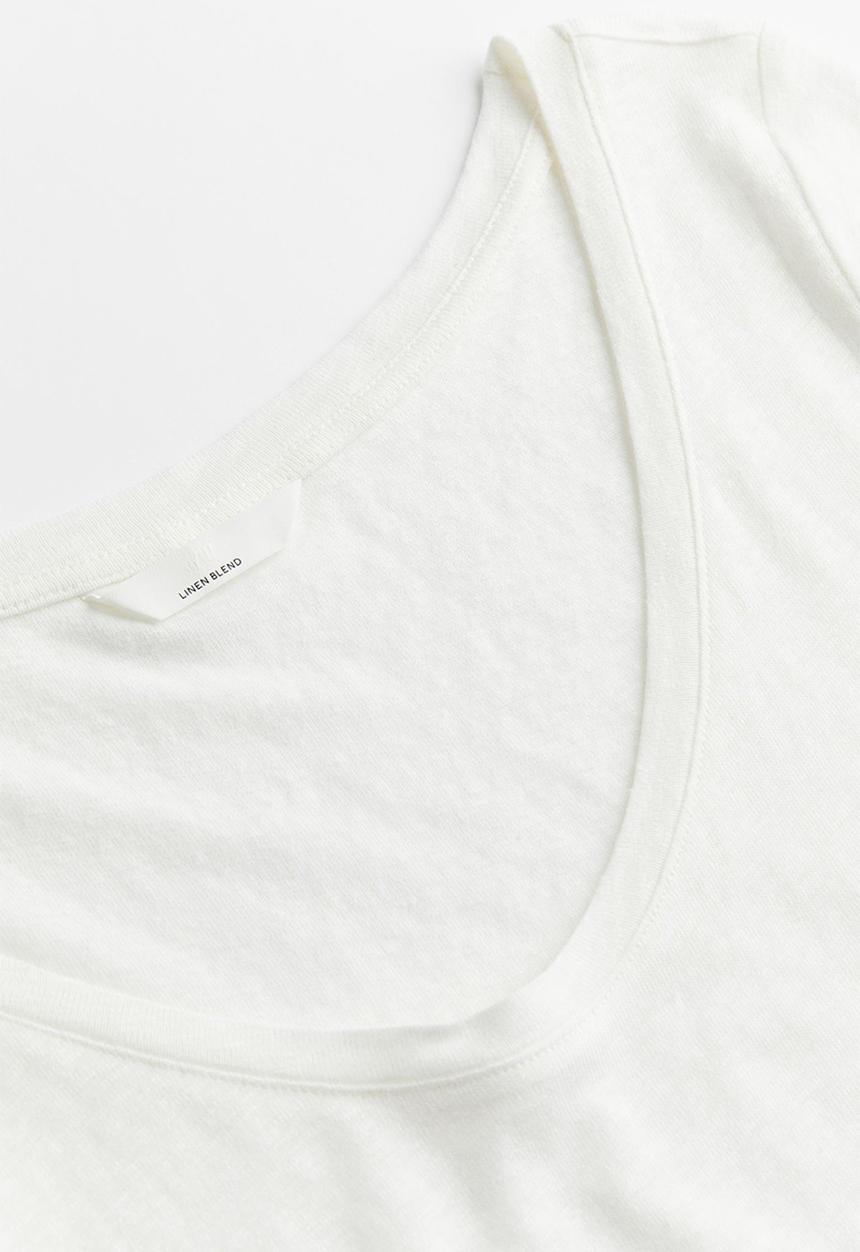 H&M - Linen-blend t-shirt - white