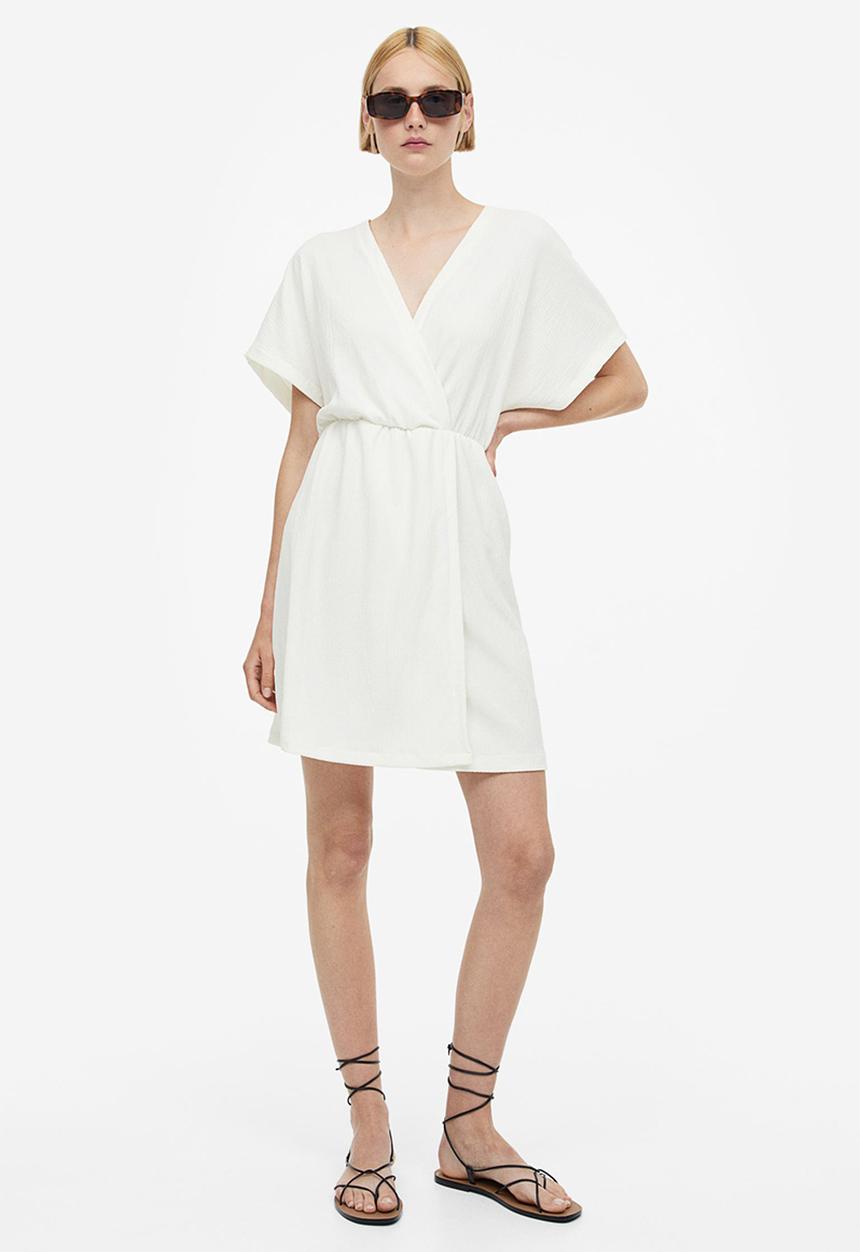 H&M - Crinkled wrap dress - white