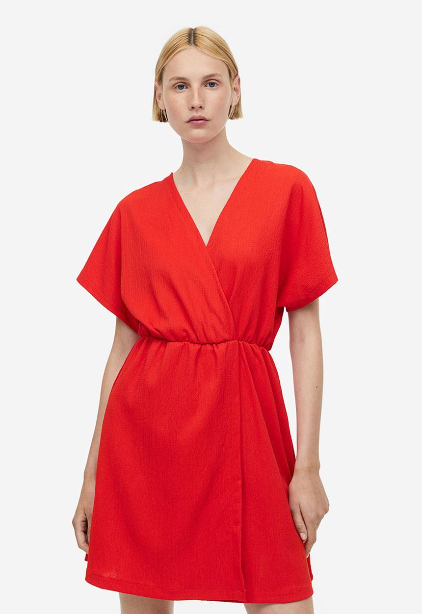 H&M - Crinkled wrap dress - red