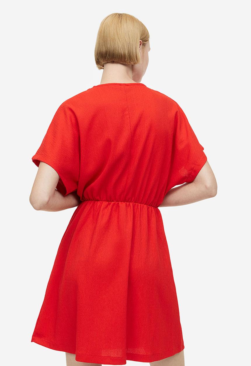 H&M - Crinkled wrap dress - red