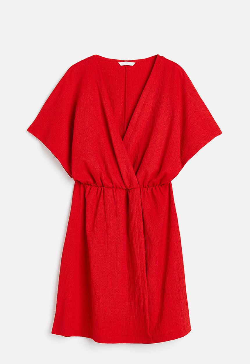 H&M - Crinkled wrap dress - red
