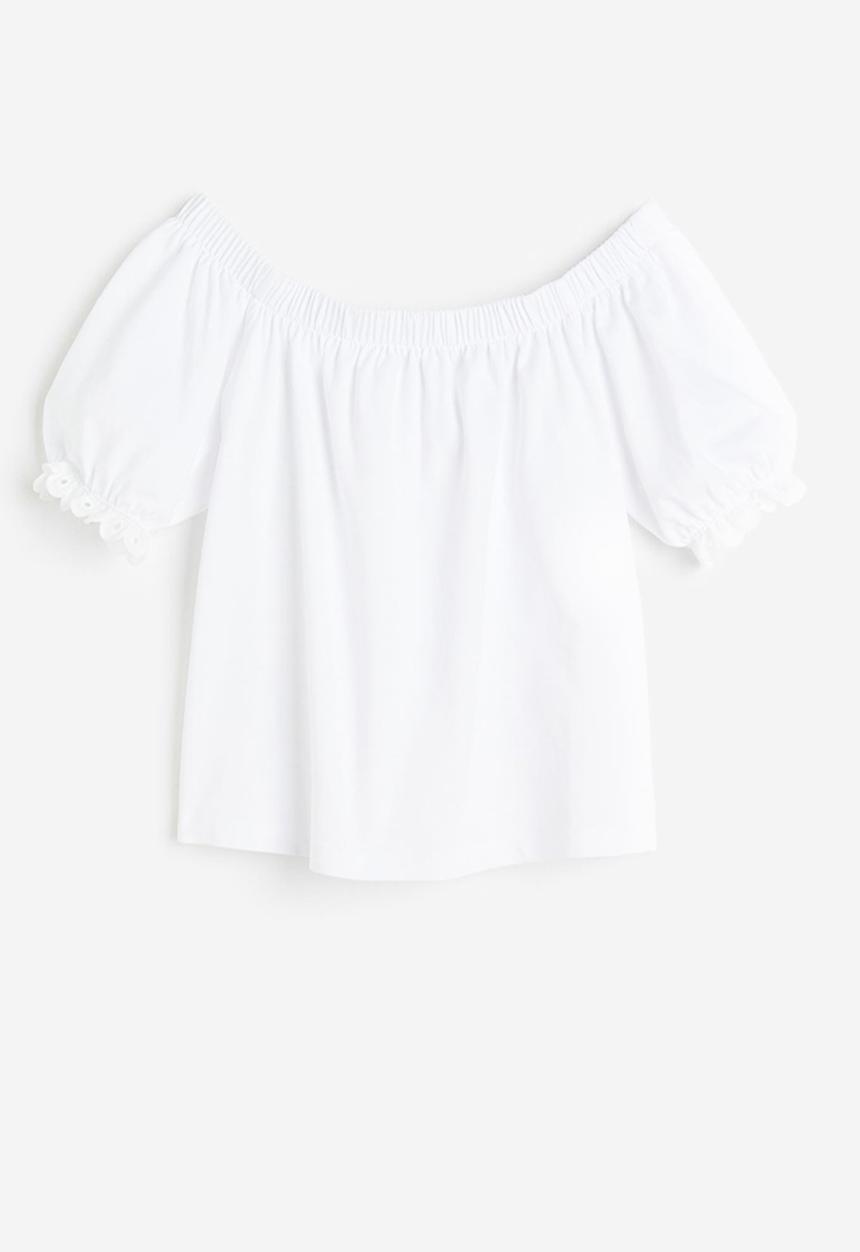 H&M - Off-the-shoulder cotton top - white