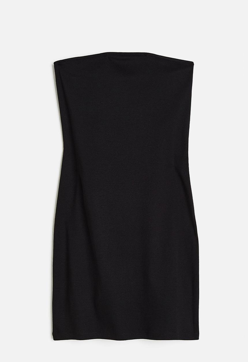 H&M - Ribbed bandeau dress - black