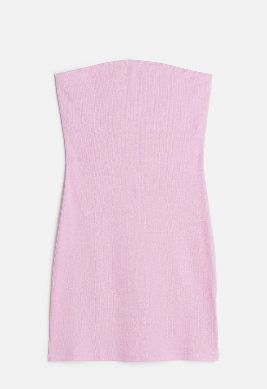 H&M - Ribbed bandeau dress - light pink