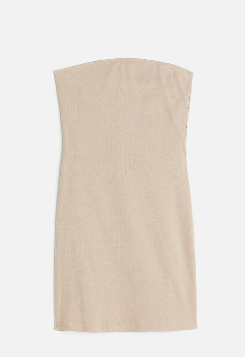 H&M - Ribbed bandeau dress - beige