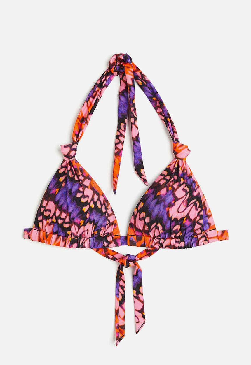 H&M - Push-up triangle bikini top - black patterned