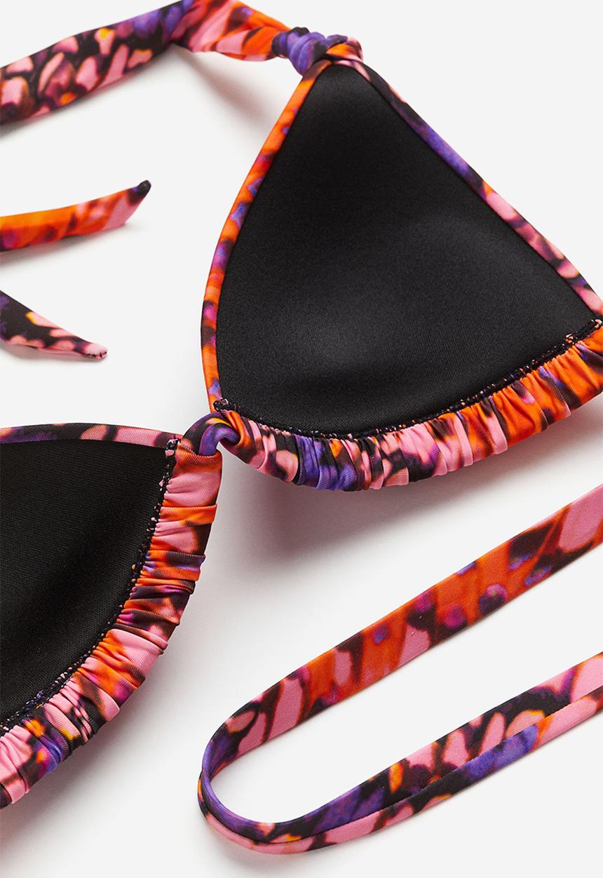 H&M - Push-up triangle bikini top - black patterned