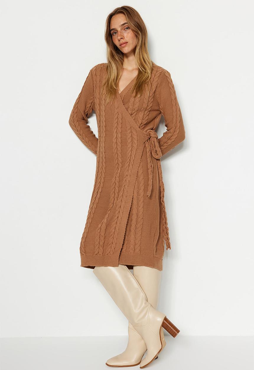 Trendyol - Knitwear midi dress - camel