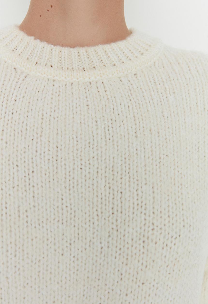 Trendyol - Soft textured basic sweater - ecru