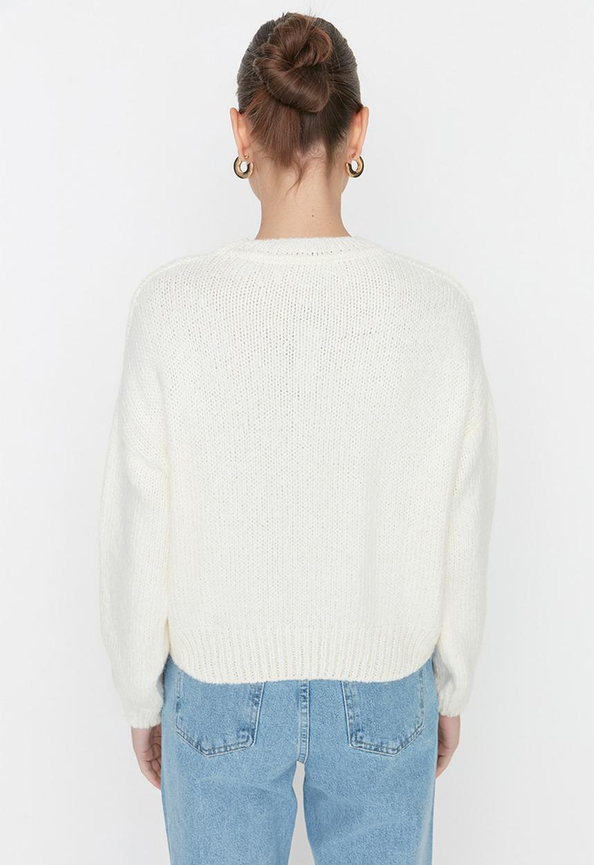 Trendyol - Soft textured basic sweater - ecru