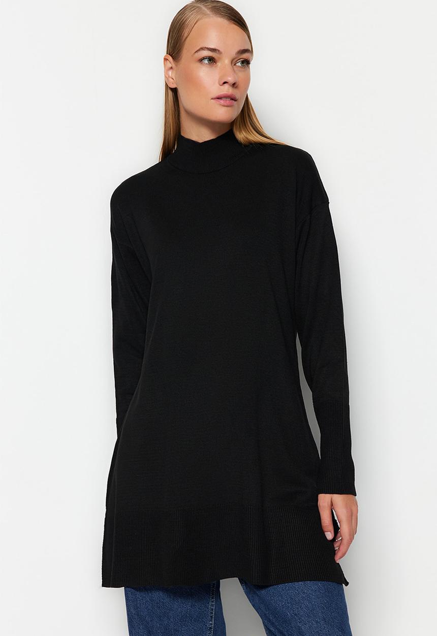 Trendyol - Stand-up collar sweater - black