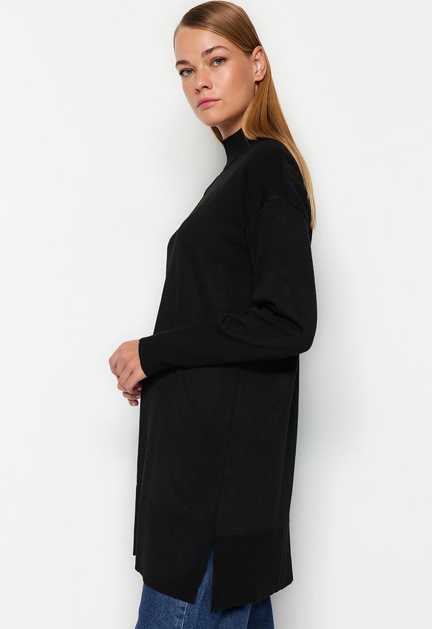 Trendyol - Stand-up collar sweater - black