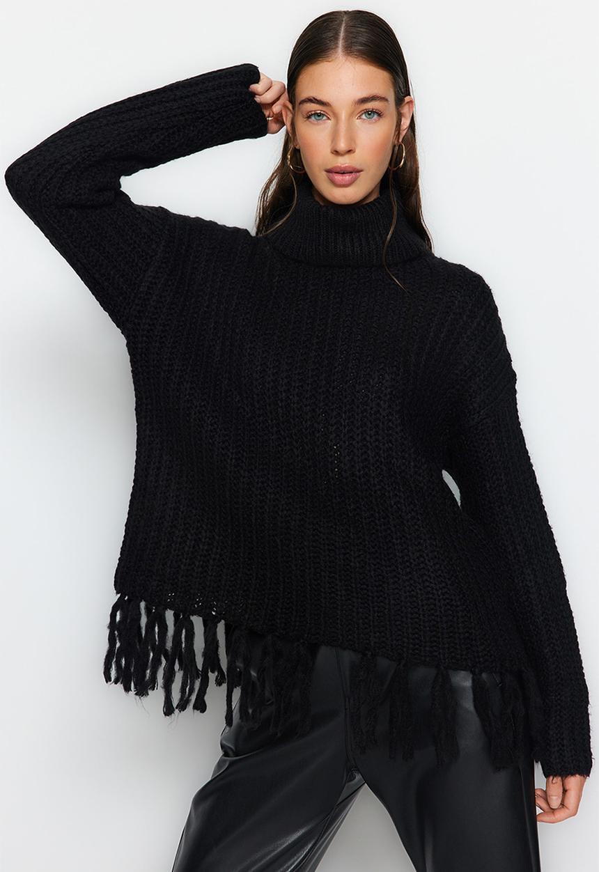 Trendyol - Tricot detail sweater - black