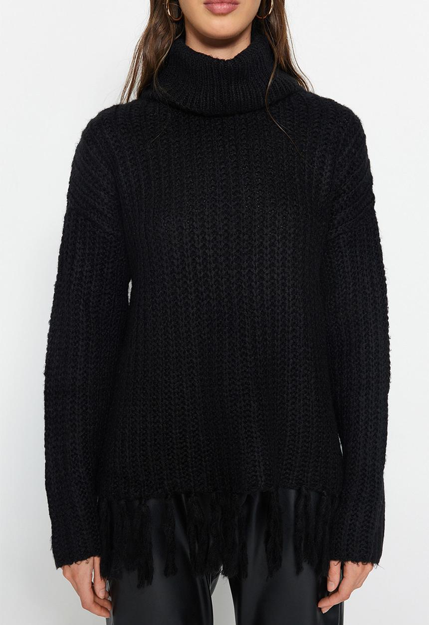 Trendyol - Tricot detail sweater - black
