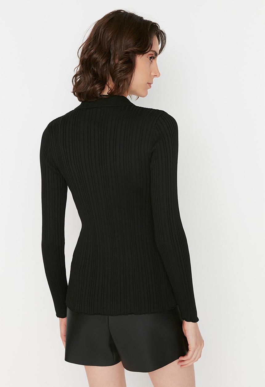 Trendyol - Ribbed longer length cardi - black