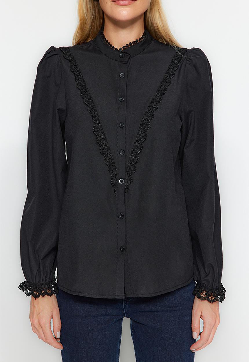 Trendyol - Boho lace shirt - black