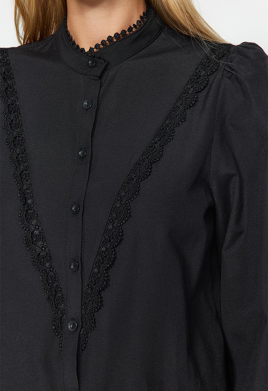 Trendyol - Boho lace shirt - black