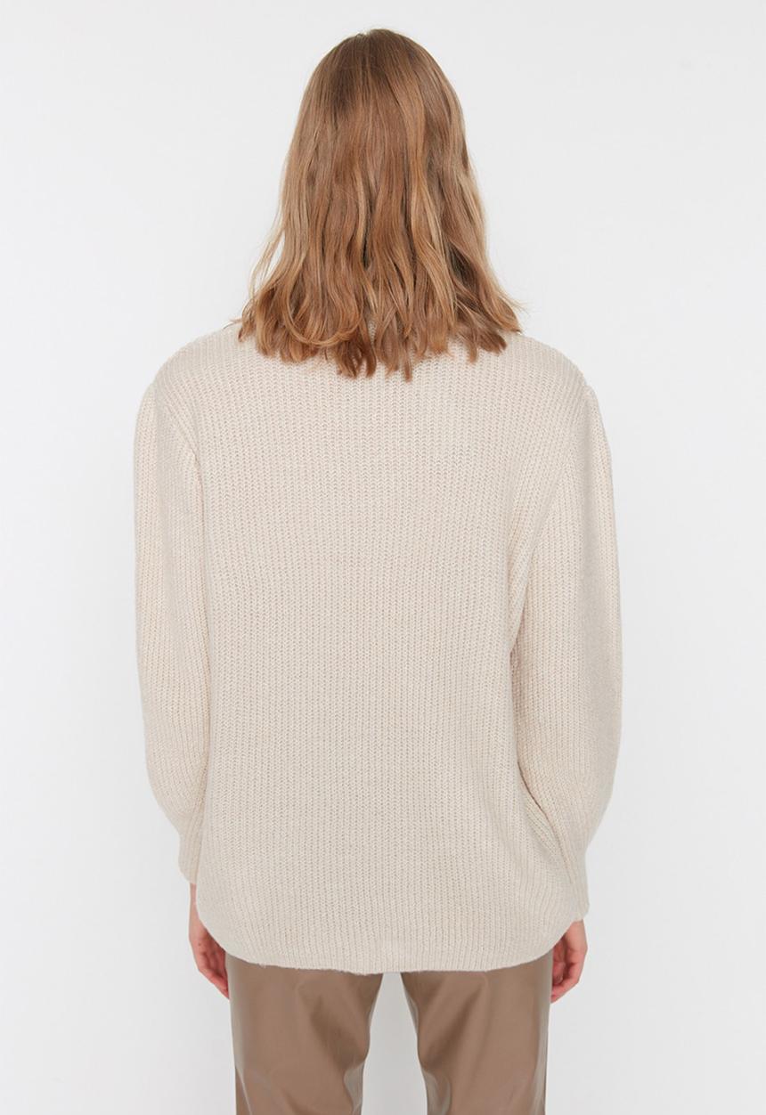 Trendyol - Soft textured oversized basic sweater - stone