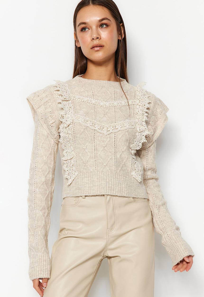Trendyol - Soft textured sweater - stone