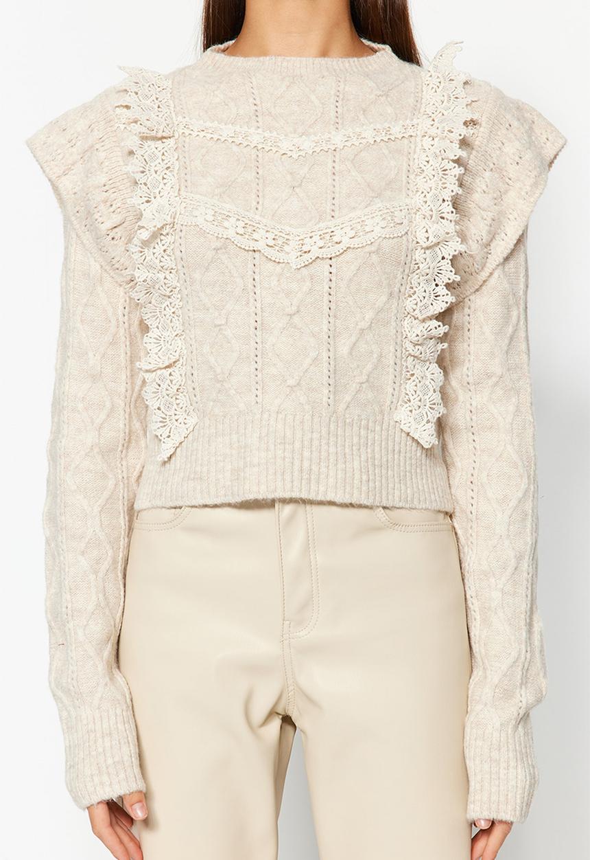 Trendyol - Soft textured sweater - stone