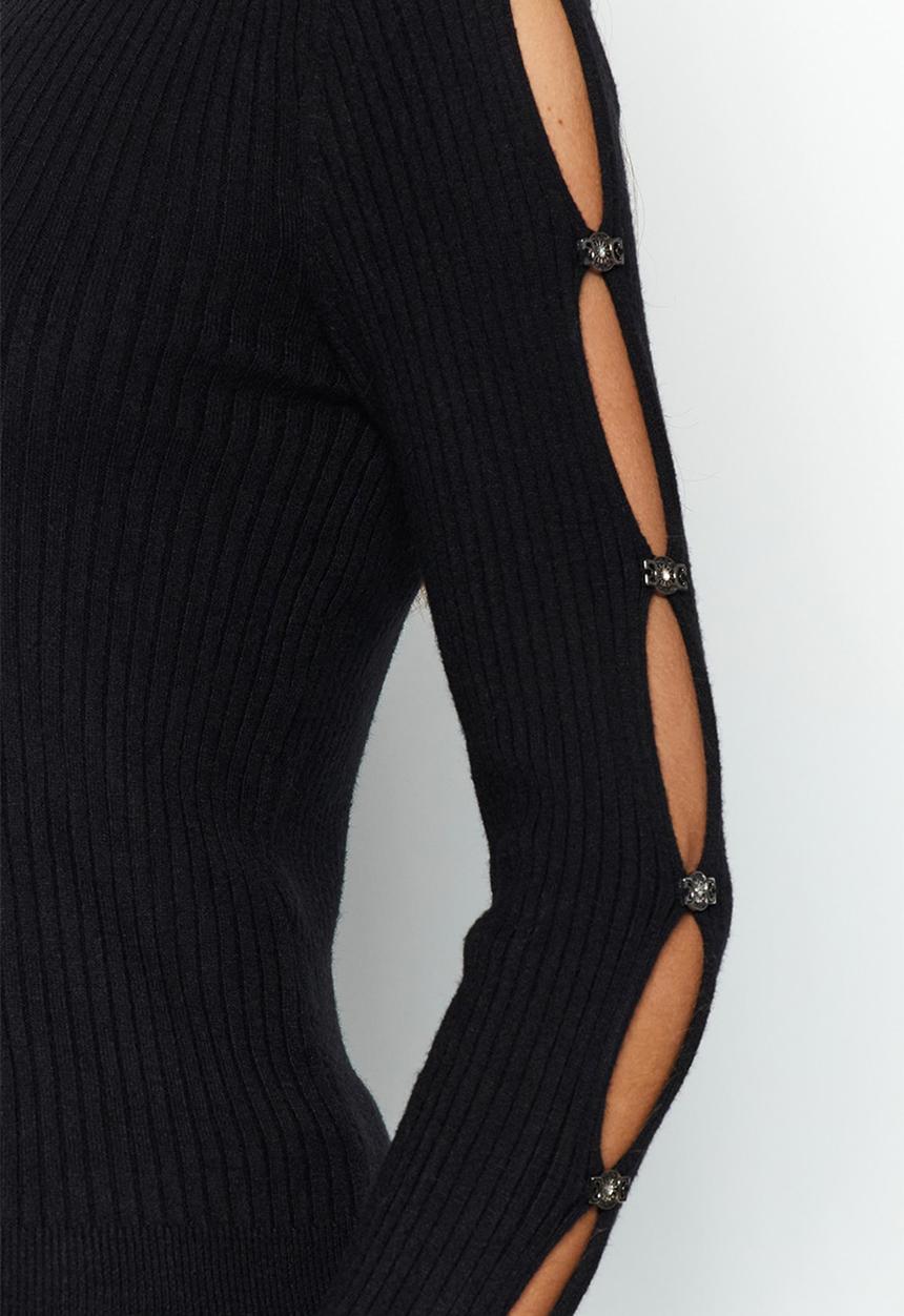 Trendyol - Premium thread sweater - black