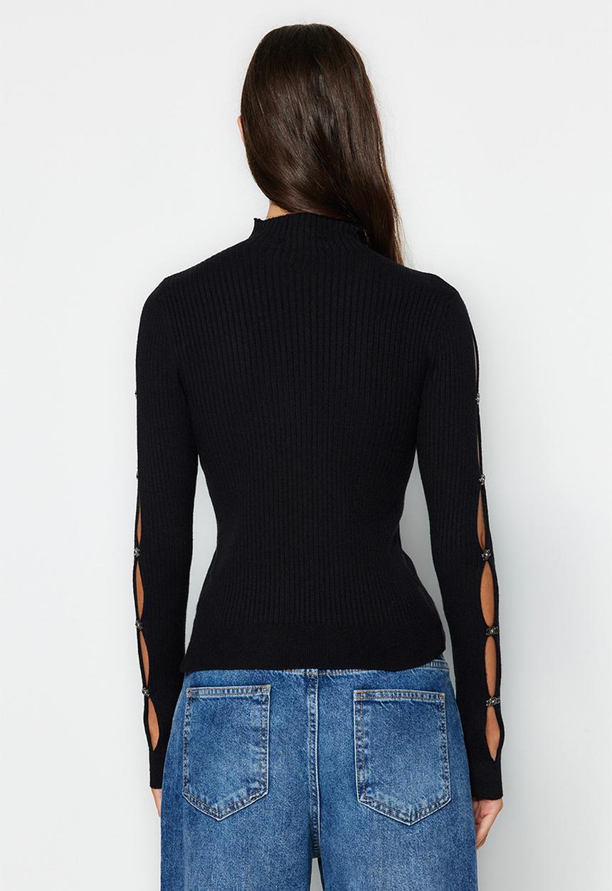 Trendyol - Premium thread sweater - black
